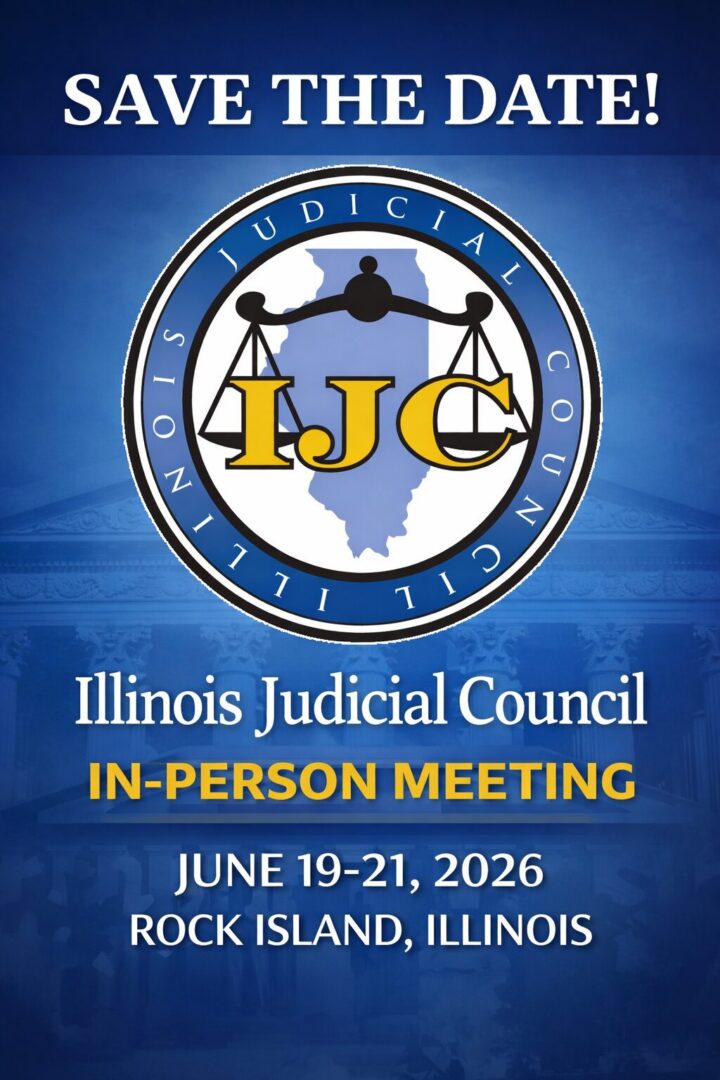 Logo for Illinois Judicial Council's in-person meeting in June 2021.