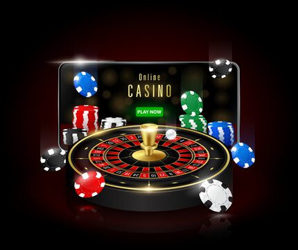 A vibrant casino roulette wheel surrounded by colorful poker chips.