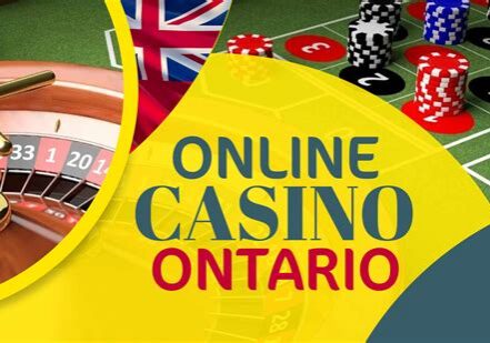 Online casino promotion with Ontario theme and gambling elements.