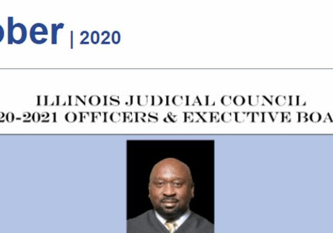 Portrait of a man in a suit against a 2020 Illinois Judicial Council backdrop.